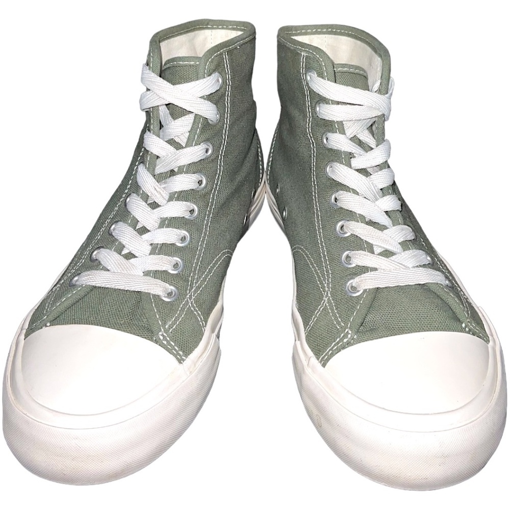 Khaki Green Canvas Lace up High-top Trainer Sneakers Sz US 7.5 EUR 40 Me… - Picture 2 of 10